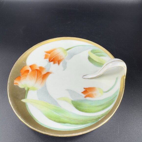 P T Bavaria Tirschenreuth Germany Porcelain Hand Painted Nappy Dish Plate Handle - Picture 8 of 14